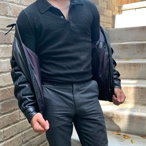 Vintage Valentino Men's Black Leather Jacket